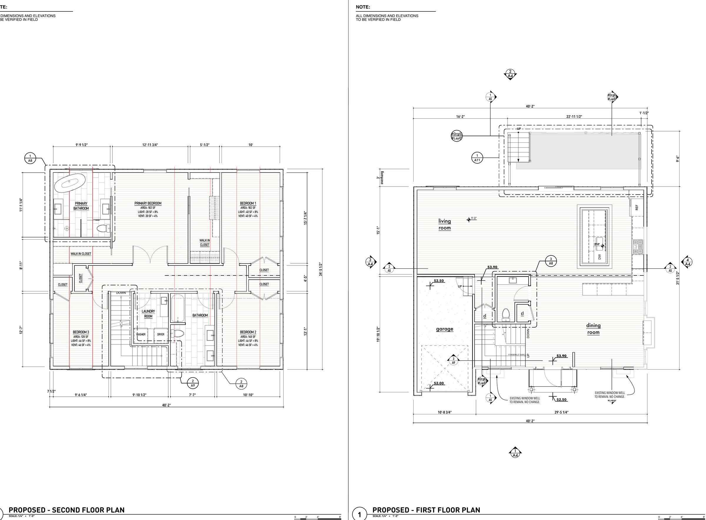 Proposed first- and second-floor permit-design plans for the Closter residence